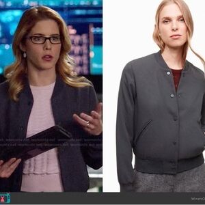 ASO Felicity Smoak | Aritzia Charcoal Bomber Jacket